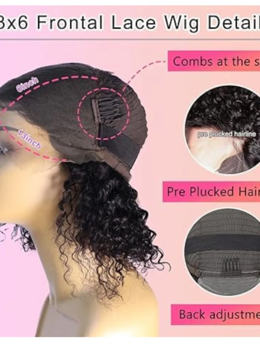 HUMAN HAIR Deep Wave  Wig 13x6 Frontal Lace 180% Density HD Lace